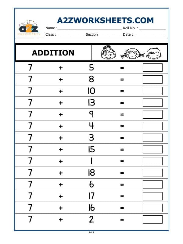 A2ZWorksheets:Maths-Addition-Class-I-Addition-07