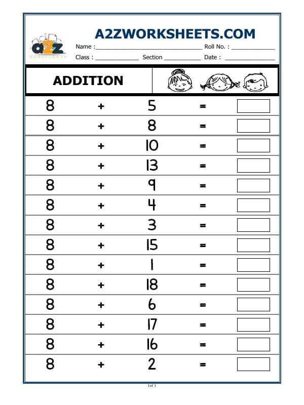 A2ZWorksheets:Maths-Addition-Class-I-Addition-08