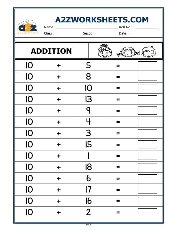 A2ZWorksheets:Maths-Addition-Class-I-Addition-10