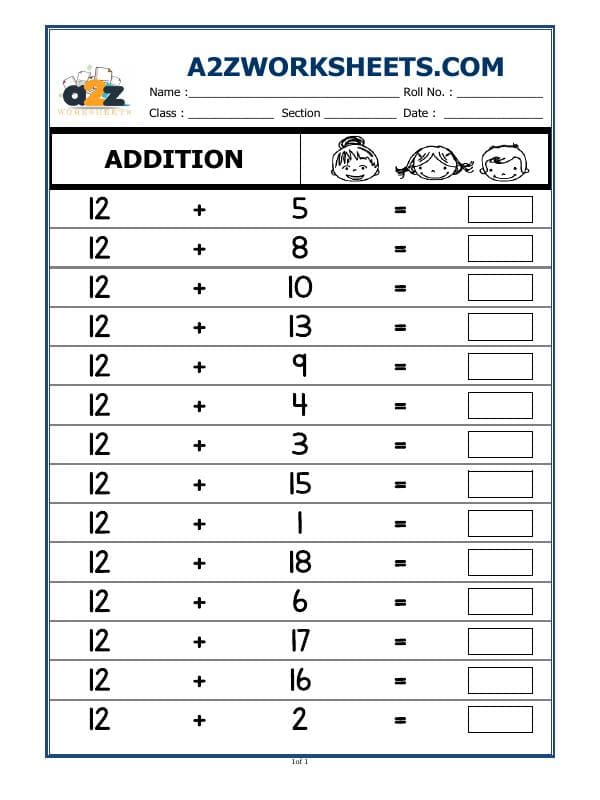 A2ZWorksheets:Maths-Addition-Class-I-Addition-12