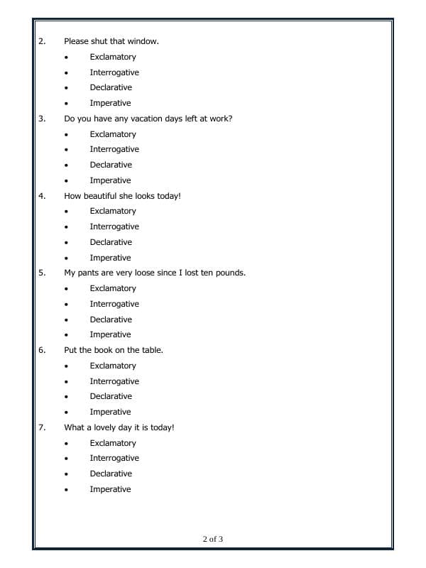 A2ZWorksheets:English-Grammar-The Sentence And Its Kinds