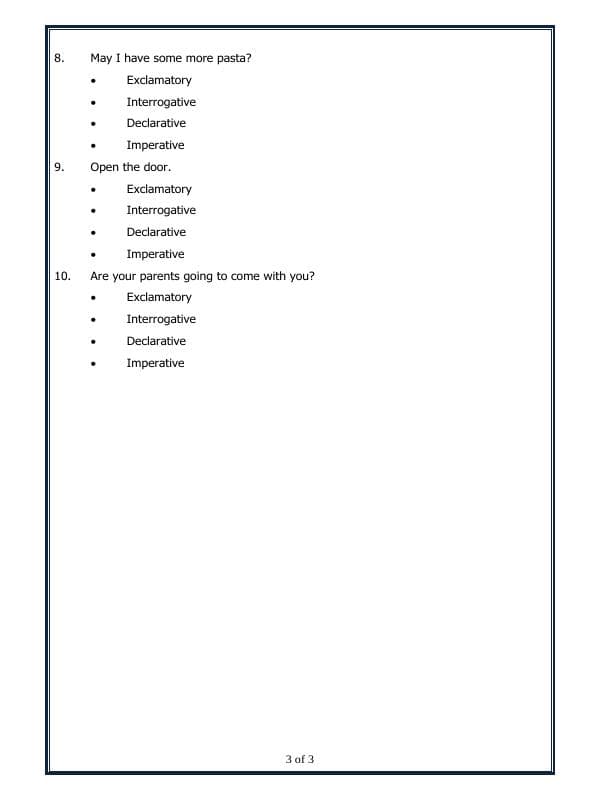 A2ZWorksheets:English-Grammar-The Sentence And Its Kinds