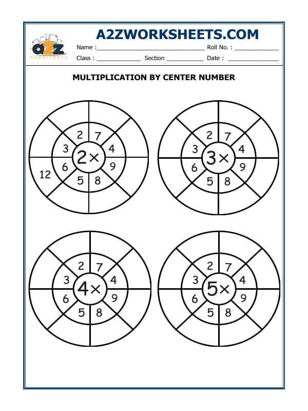 A2ZWorksheets:Maths-Multiplication-Multiplication By Center Number
