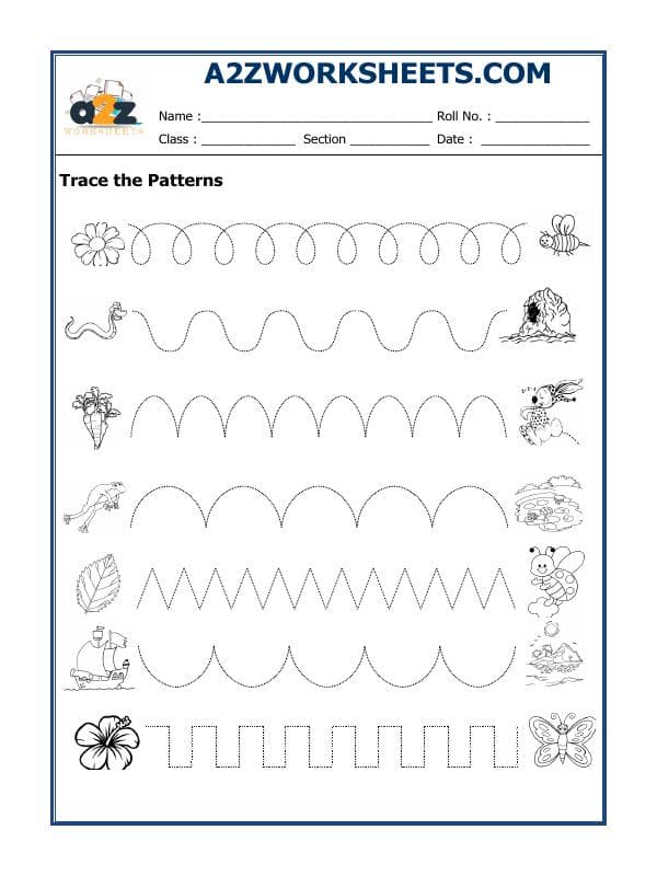 A2ZWorksheets:English-Writing-Trace The Line Pattern-03