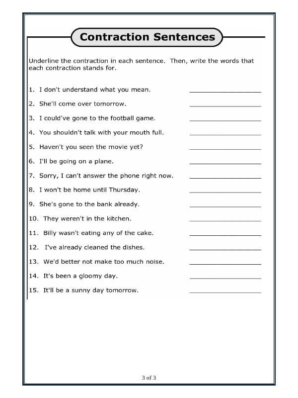A2ZWorksheets:English-Grammar-Contractions