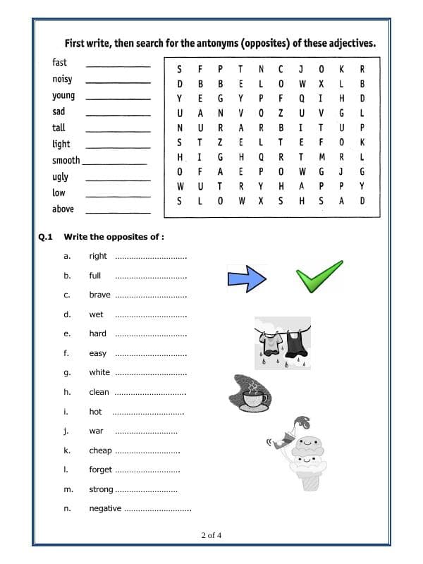 A2ZWorksheets:English-Grammar-Opposites