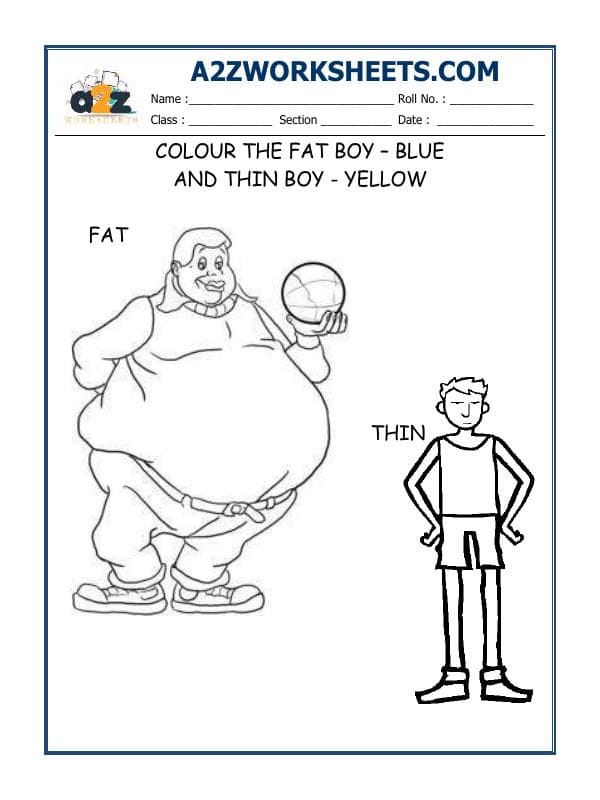 A2ZWorksheets:English-Recognition-Perception - Fat And Thin