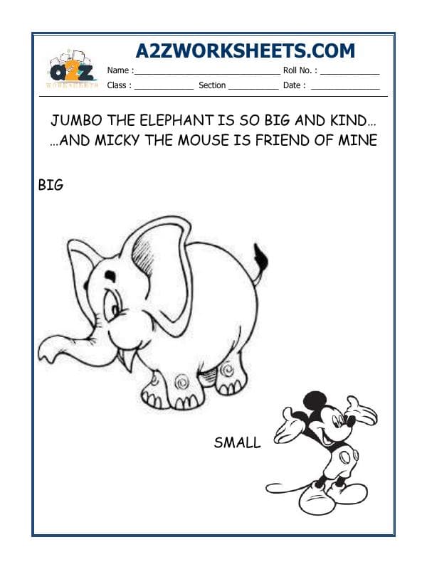 A2ZWorksheets:English-Recognition-Perception - Big And Small