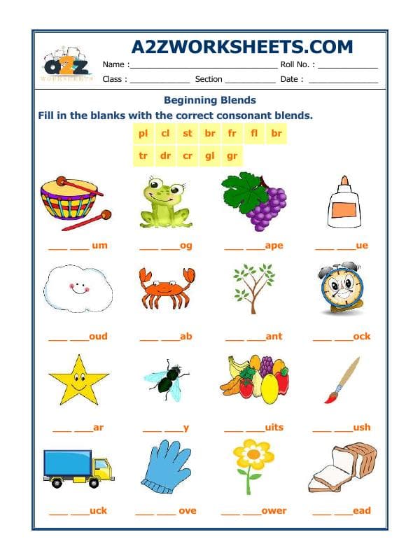 A2ZWorksheets:English-Writing-Beginning Blends-01