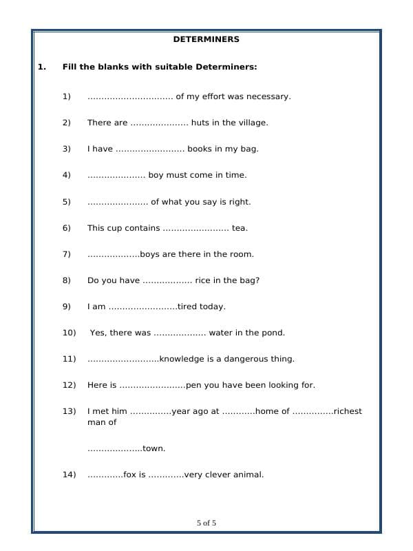 A2ZWorksheets:English-Grammar-Determiners