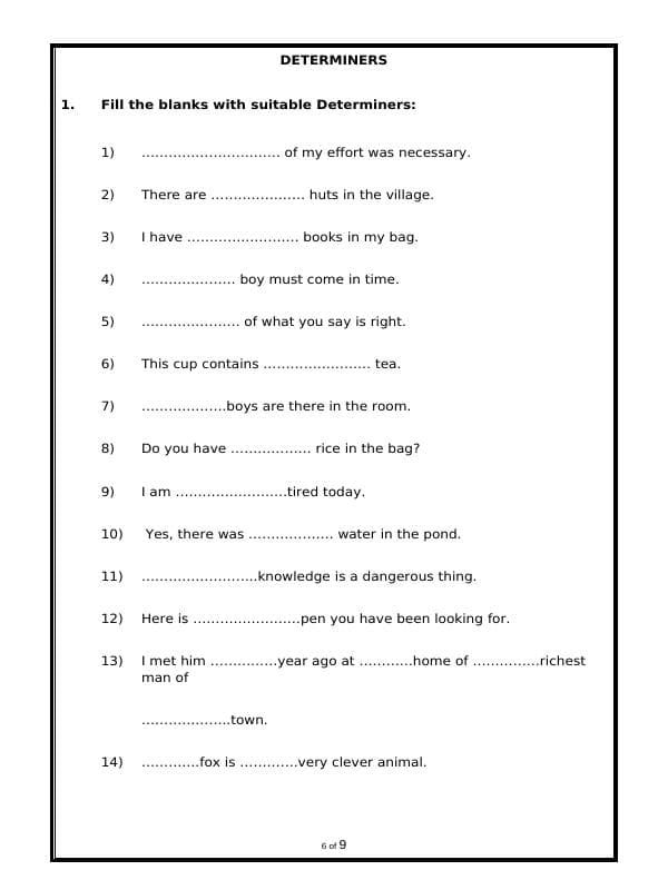 A2ZWorksheets:English-Grammar-Determiners