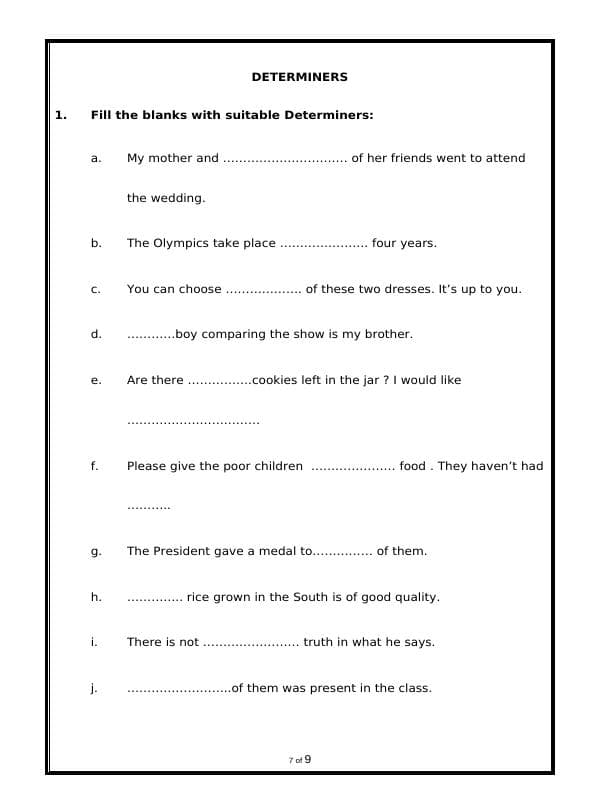 A2ZWorksheets:English-Grammar-Determiners